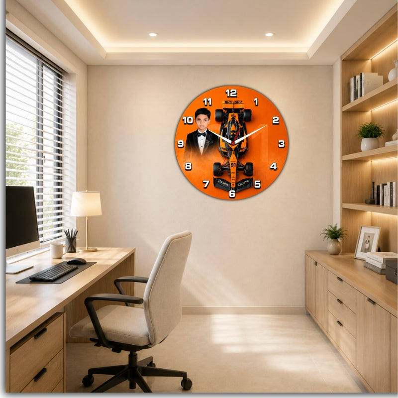 Personalized Formula Racing Kids Wall Clock
