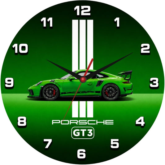 Green Sports Car Wall Clock