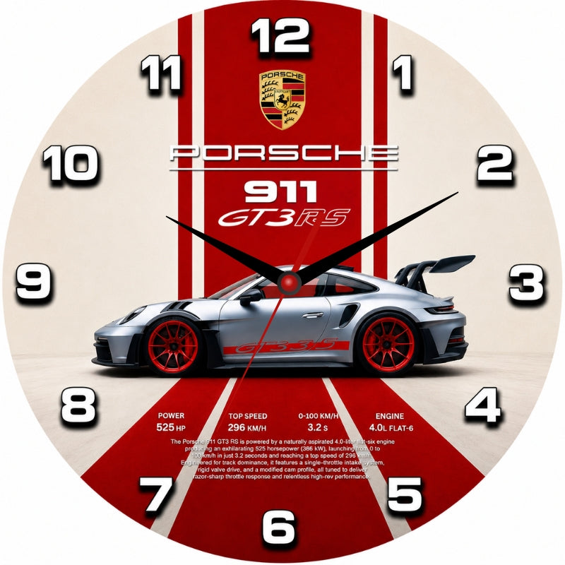 Porsche Inspired Sports Car Wall Clock