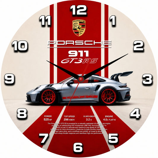 Porsche Inspired Sports Car Wall Clock