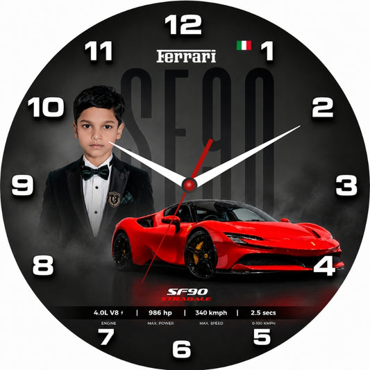 Personalized Supercar Kids Wall Clock