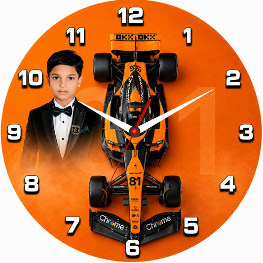 Personalized Formula Racing Kids Wall Clock