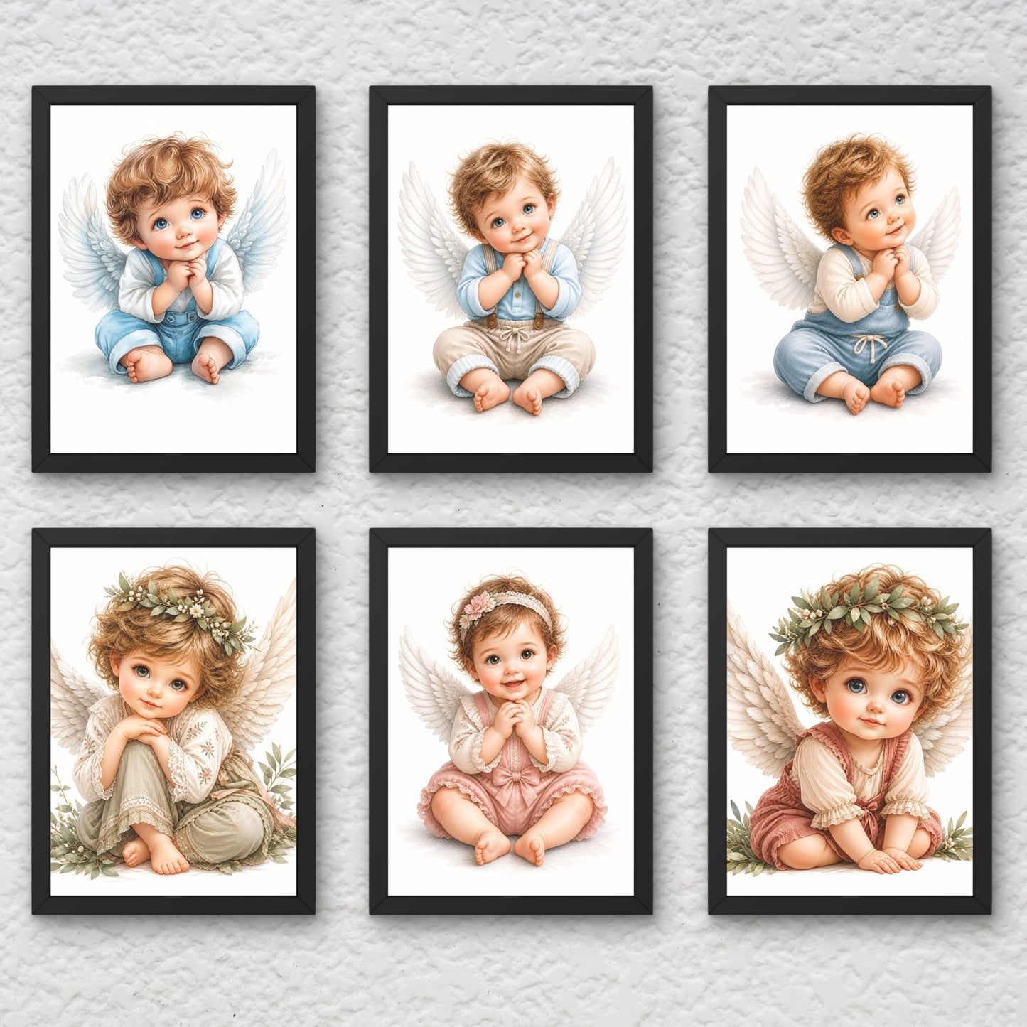 Baby Angel Framed Wall Art Set of 6