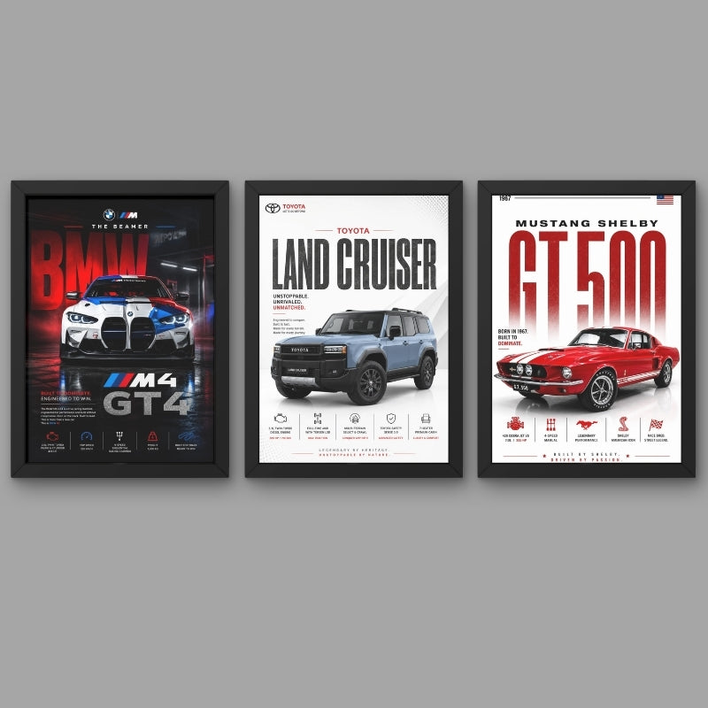 Car Poster Frame Set of 3 for